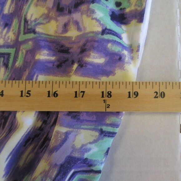 KENSIE Purple Green Geometric Print Lined Mini Dress Womens Size M Elastic Waist - Picture 10 of 12